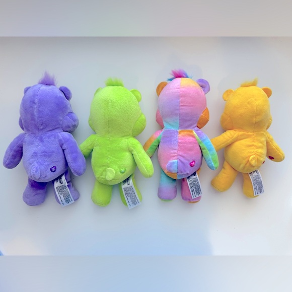 10” Colorful Care Bear Plush Bear Set - Purple, Green, Pink, Yellow - Picture 13 of 13